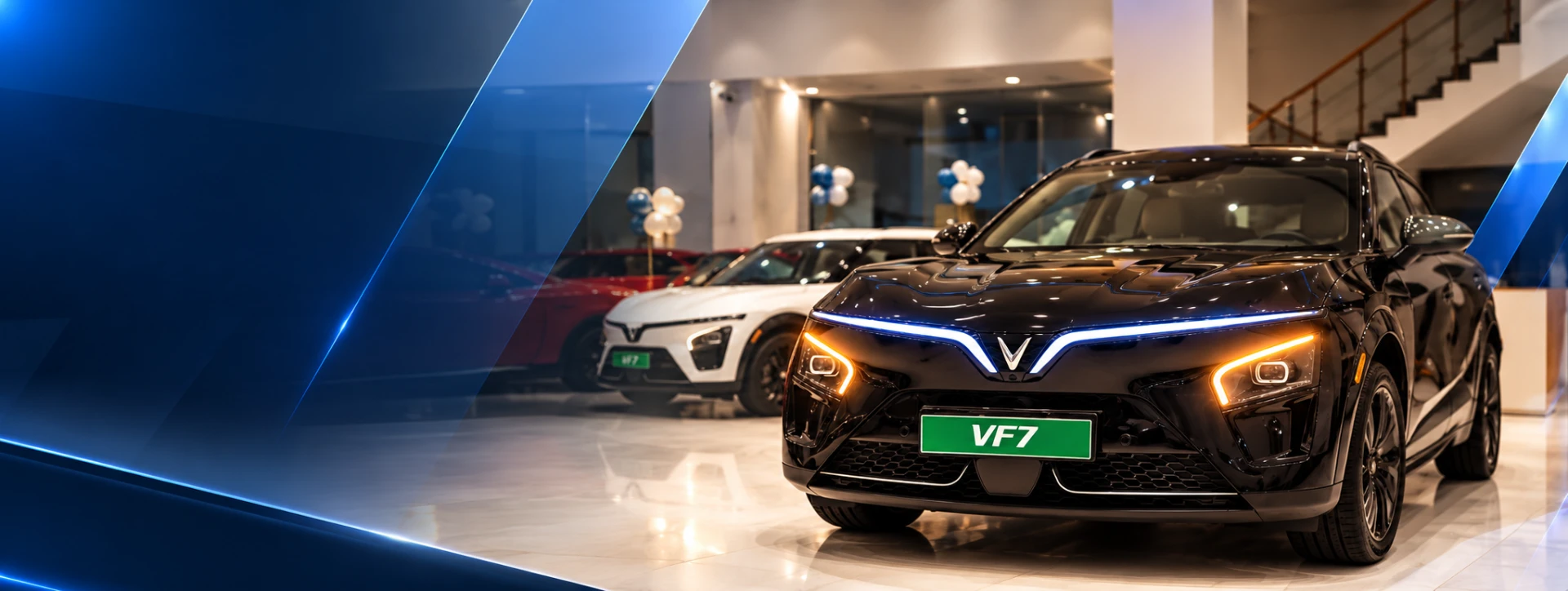 Black VinFast VF 7 in the showroom